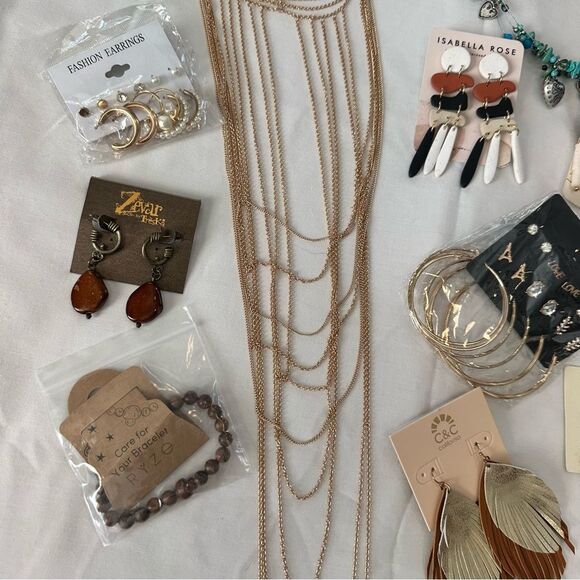 NWT Bohemian Jewelry Bundle necklaces earrings bracelets anklet Resellers Lot - Picture 4 of 5